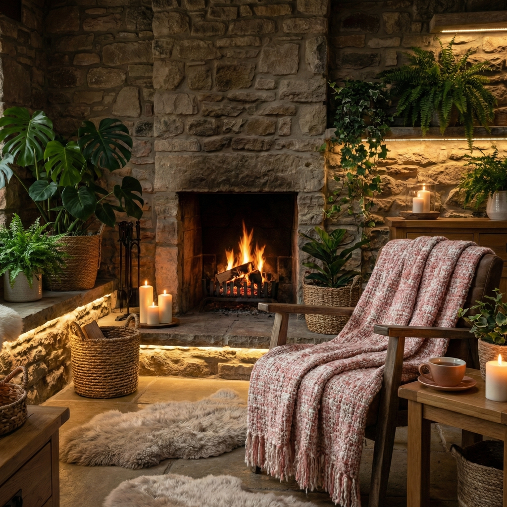 Cable Knitted Light Pink  Throw Blanket