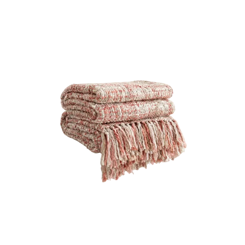 Cable Knitted Light Pink  Throw Blanket