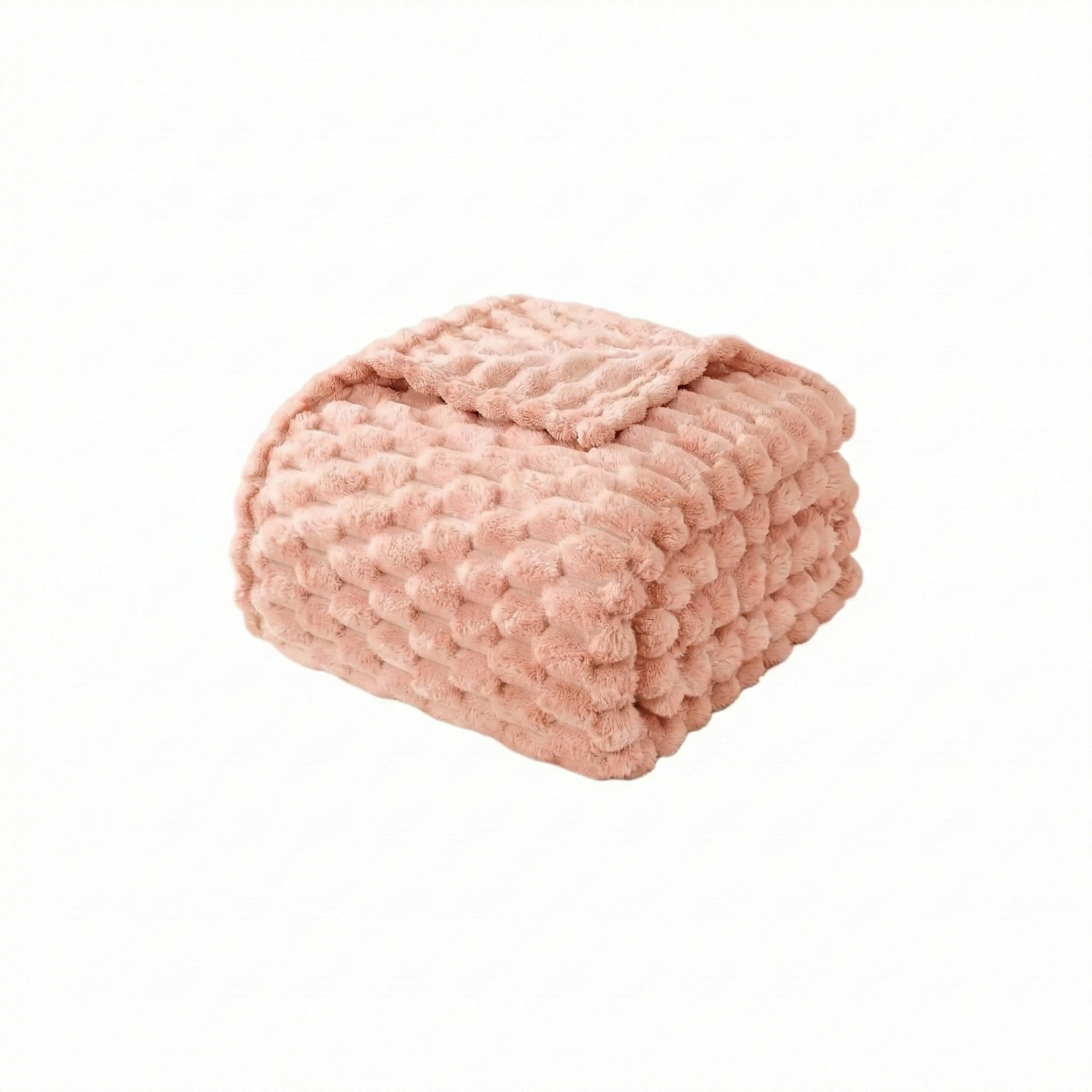 3D Textured Bubble light pink throw blanket