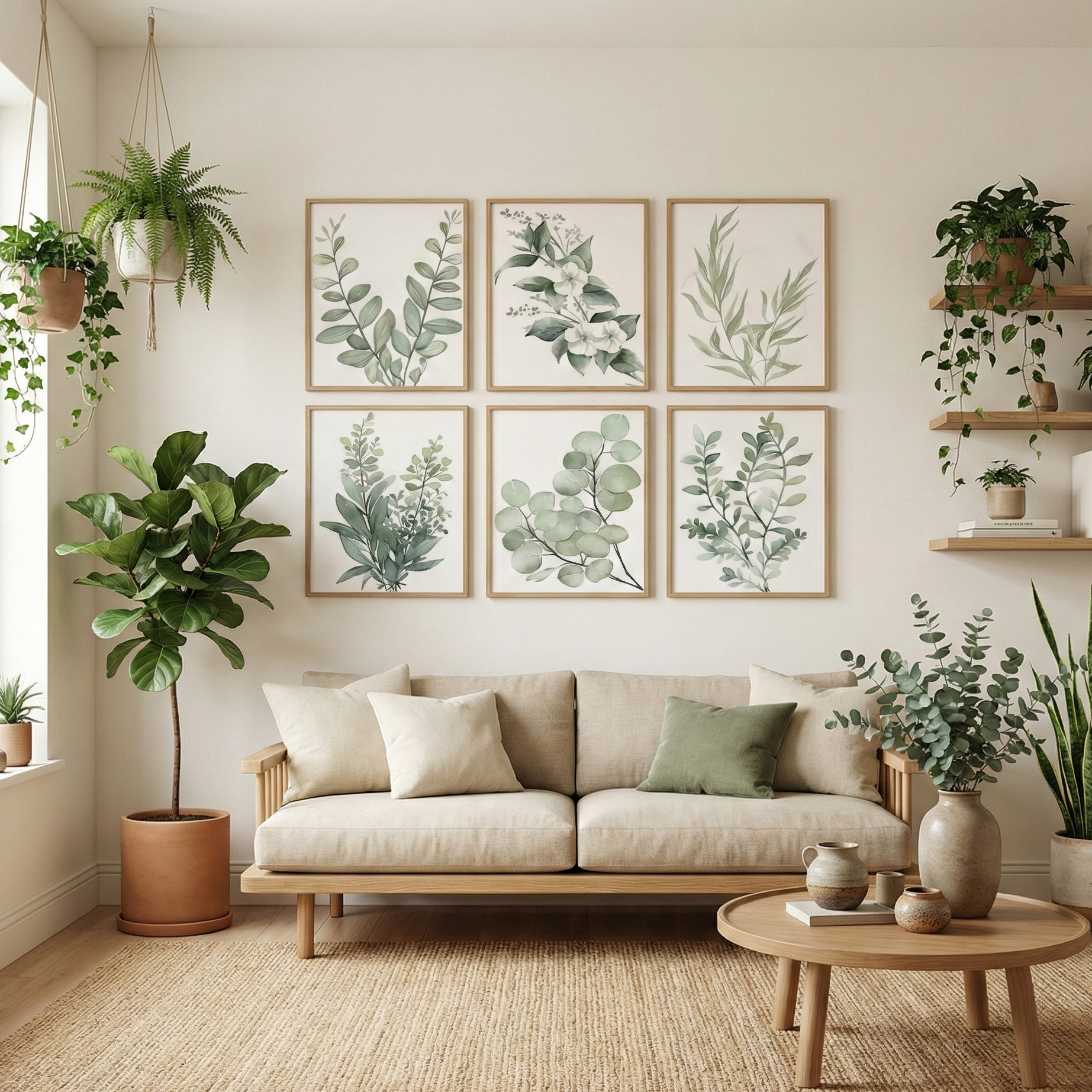 Eucalyptus Sage Green Botanical Framed Wall Art