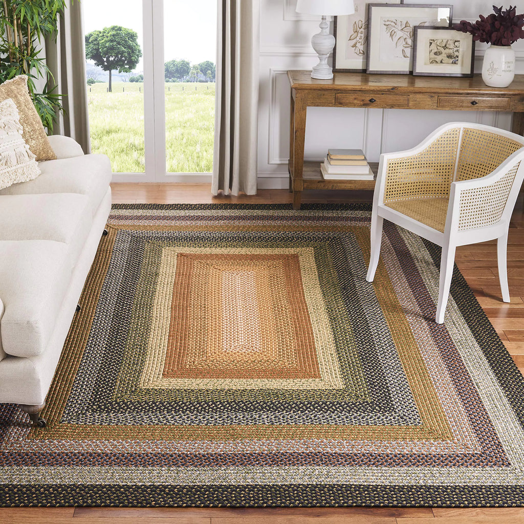 Handmade Braided Multicolored Square Reversible Area Rug