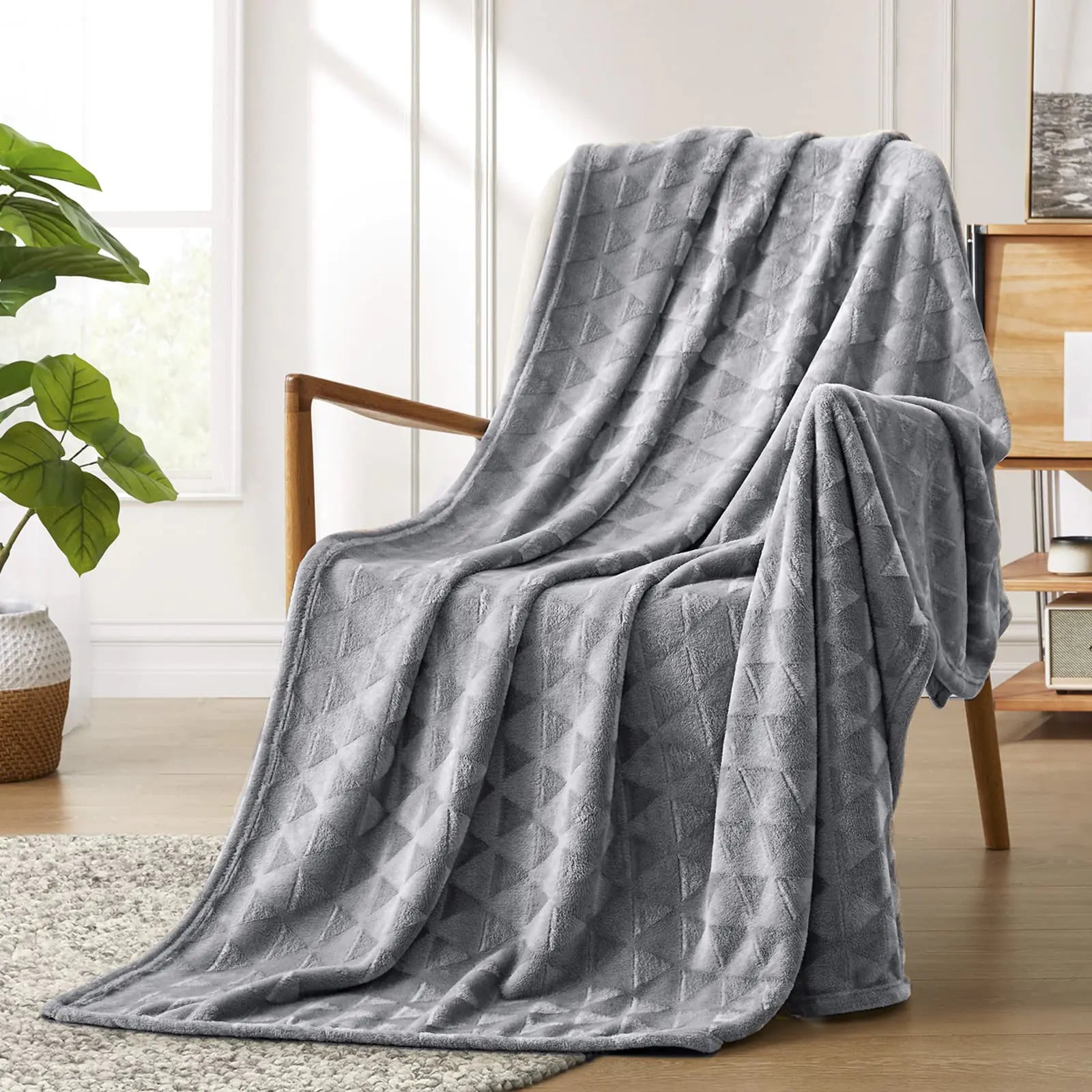 Soft Fleece Light Grey Throw Blanket
